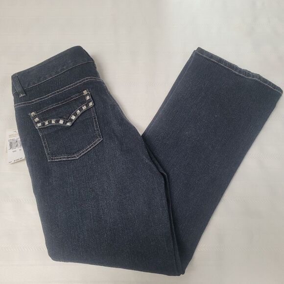 MICHAEL Michael Kors Jeans Y2K Low Rise Boot Cut Denim Stud Sausalito 10 New - Picture 2 of 14